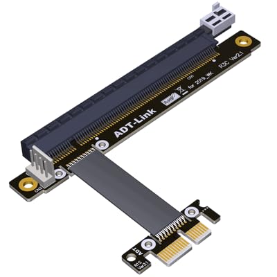 ADTLINK PCI-E Gen 3.0 x1 to x16 Extension Cable PCI Express 1x to 16x Graphics Riser Ribbon Mining for NVidia AMD GPU Cards (R13SC-WK, 25cm)