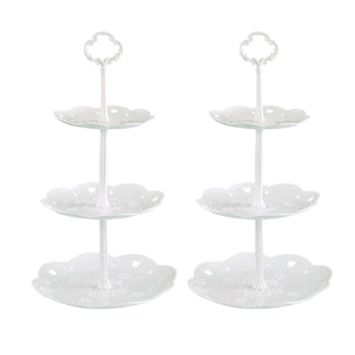 YWKJDDM 3 Tiers Cake Display Stand, 2PCS Party Server Plates Stands, Afternoon Tea Stands, Dessert Stand for Birthday Wedding Party
