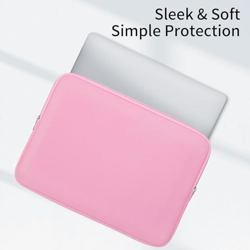 Image of Meyaar Sleeve for MacBook 15 inch & 14 inch, Compatible with MacBook Pro 14-inch M1 /M2 /M3 /M4, Compatible with MacBook Air 15-inch - Soft Padded Fur-Lined with Small Zipper Bag (Pink, for MacBook 15 inch /14 inch)