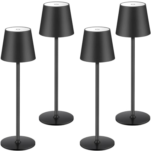 081 Store - 4 PEZZI LAMPADA DA TAVOLO SENZA FILI RICARICABILE, LAMPADA DA TAVOLO LED DIMMERABILE E CON 3 TONALITà DI LUCE, DIMMERABILE 3000-65000K ED IMPERMEABILE IP54 (6)