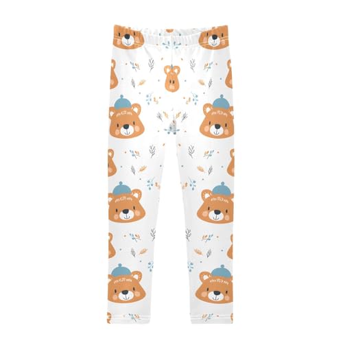 Cartoon Bear Girls Leggings Soft Stretch Workout Yoga Dance Pants for Kids Casual Tights