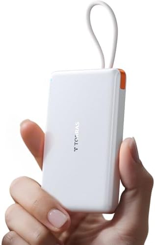 TORRAS Power Bank with Built-in USB-C Cable (No-Wireless), Ultra-...