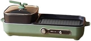 WHL Hot Pot Mandarin Duck Pot Shabu Integrated Electric Hot Pot Removable Barbecue Pot Household Multi-function Cooking Pot Grill Barbecue (Color : Green)