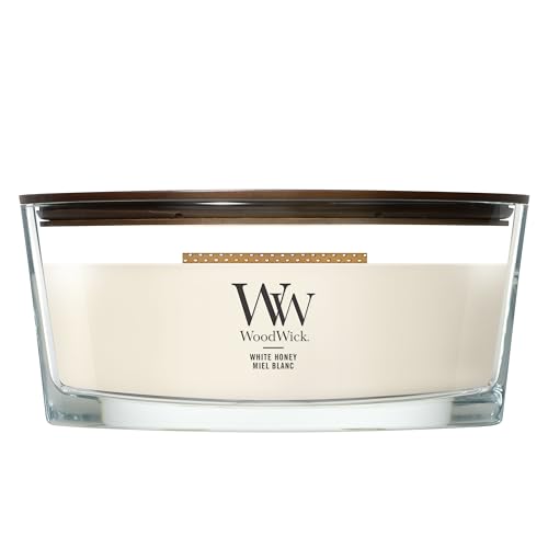 WoodWick Duftkerze | Ellipse Kerze | White Honey | Perfekte Geschenke fĂĽr Frauen