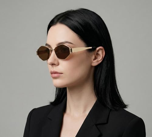 Image of TERRY & CO Retro Sunglasses for Women - Trendy Vintage 90s Metal Square Shades with 100% UV400 Protection | Lightweight Medium Aesthetic Sun Glasses for Ladies | Includes Protective Case
