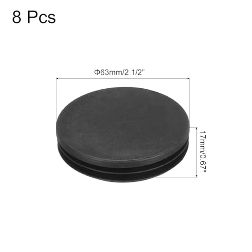 Image of MECCANIXITY 8pcs Round Plastic Hole Plugs, 2 1 /2 Inch (63mm) Black Insert Tubing End Cap for Inserts Chair Leg Glide Furniture Protectors Metal Legs Round Tube