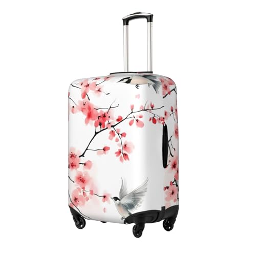 Flowers Birds Elastic Travel Luggage Cover, Washable Spandex Suitcase Protector, Anti-Scratch Fits 18-32 Inch2