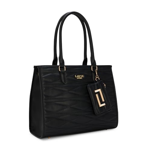Image of Lavie Luxe Women's Lucie Quilted Large Box Tote Handbag | Tote Bag for Work | Ladies Purse | Stylish Shoulder Bag | Gift for Women
