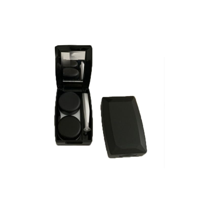Estojo de lente de contato retangular com espelho – portátil, leve para casa e viagem (preto)
