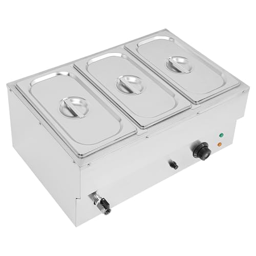 Chauffe Plat Électrique Bain Marie à 3 Casseroles Température Réglable avec Couvercles Chafing Dish Buffet,pour la Maison, Cafétéria, Fête d'anniversaire, Restaurant, Fête