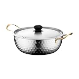 lopituwe Olla coreana para ramen de acero inoxidable, confiable y versátil, calentamiento rápido, cocción eficiente de sopas, fideos y huevos, olla coreana para ramen, cocina inducción, Plata, 18cm