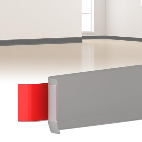 LIHIQIYA Rodapies Autoadhesivo, 80 x 20 mm 6 Metros Gris Rodapie PVC, Rodapie Adhesivo para Baño Dormitorio Salon, Embellecedor Copete Encimera Cocina Zocalos Impermeables Facil Instalacion