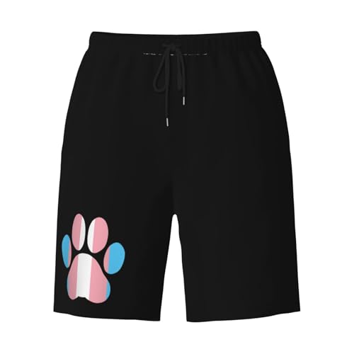Transgender Pride Paw Men's Quick-Dry Board Shorts 7" - Swim Trunks Summer Hawaii Beach3