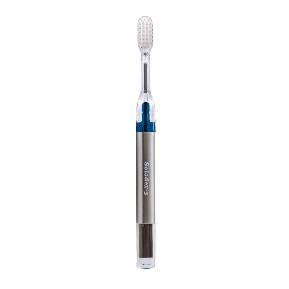 Soladey3 Ionic Toothbrush, Solar Panels and TiO2 Semiconductor, 4 Row Ultra Fine Blue, You can Brush Without Toothpaste