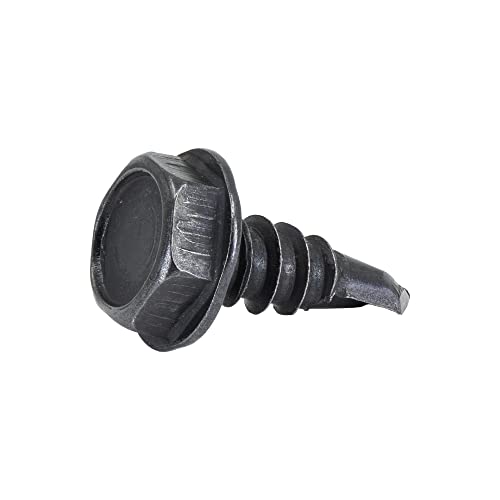 Image of #8 x 1 /2 in. Black Exterior Self Drilling Screws, Hex Washer Head (100 pcs) by Makers Bolt
