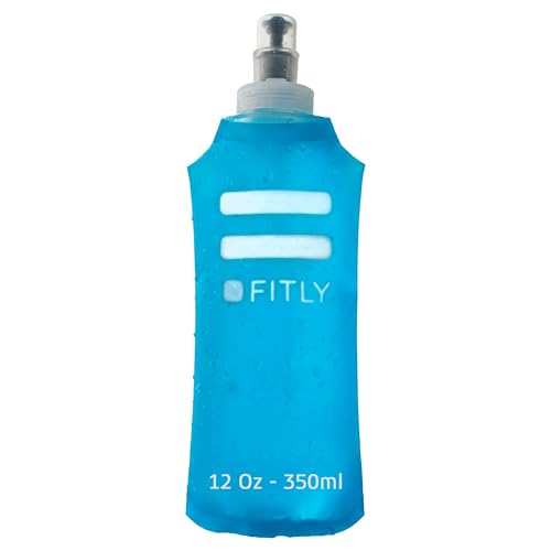 FITLY Soft Flask - 12 oz (350 ml)- Shrink As You Drink Pocket Soft Water Bottle for Hydration Pack/Running Vest- Folding Water Bottle for Running, Hiking, Cycling - Ski Water Bottles (FLASK350)
