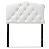 Baxton Studio Rita Modern and Contemporary White Faux Leather Upholstered Button-Tufted Scalloped Twin Size Headboard