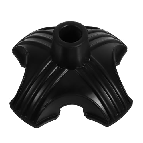 Anneome 交換用杖フットパッド 三脚式ウォーキングスティックベース オフセット松葉杖チップ 自立式 4本爪 ブラック グリップ向上