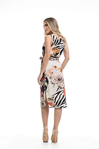 Vestido Clara Arruda Midi Bolsos Estampado 50485-42 - Floral Branco