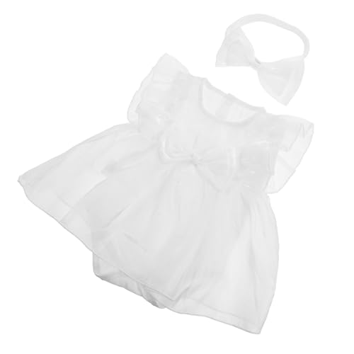 VALICLUD 1Set Girl Summer Clothes Sleeveless Princess Dress with Simple Headband Comfortable and Breathable Outfit for Shower Months White
