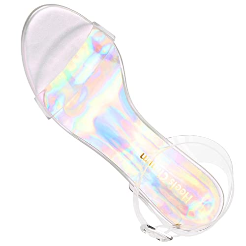 Image of Women's Strappy Clear Chunky Clear Block Low Heeled Sandals 2 Inches Open Toe Ankle Strap High Heel Dress Sandals Daily Work Party Sandal Shoes