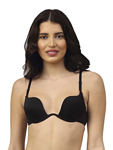 PrettyCat Beautiful Plunge Pushup U Shape Bra (Black)