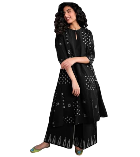Image of GoSriKi Women Kurta Set | Rayon Viscose Printed A Line Kurta with Pant | Ethnic Wear for Women | Indian Casual Office Daily Summer Outfit