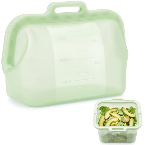 MKOSAB Large Reusable Silicone Food Storage Bag 68 oz Magnetic Seal