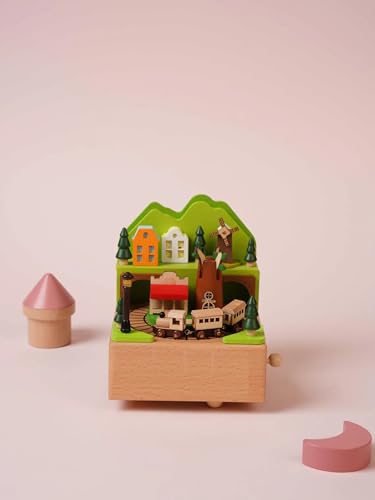 Image of AUGEN Exclusive Music Box Musical Boxes Carousel Children's Boutique Wooden Men and Women Birthday Creative Christmas Valentine's Day Gift Home Decoration (1086F2)