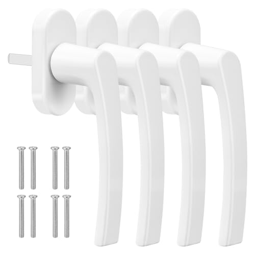 4 Stück Fenstergriff Weiß, 35 mm Fenstergriffe ohne Schloss, Fenstergriff Aluminium mit Schrauben, Fenstergriffe Weiß für Fenster Terrassentüren Balkontüren