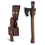 Valhalla Gear, Rustic Axe Holder with Belt Loop, Waist Holder for Axes, Hip Holster for Tools, Thick Full Grain Leather, Handmade (Bourbon Brown)
