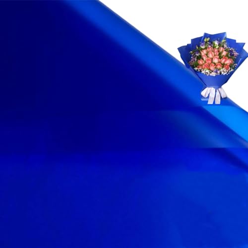 Corkwaw 20 Pcs Double Sided Color Flower Wrapping Paper Waterproof Valentines Day Bouquet Wrapping Paper 23x23Inch Used for DIY Crafts Gift Packaging Flower Shop Bouquet Packaging (Dark Blue)
