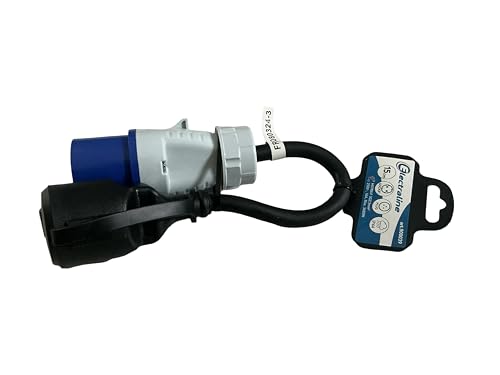 CEE Kabel Adapter Stecker auf Schutzkontakt-Kupplung IP44 Electraline spritzwassergeschützt I H07RN-F 3G2,5 / 16A für Camping,Caravan und Wohnwagen etc