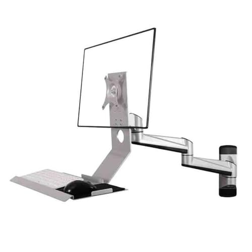 aB5zM1c7 Soporte para monitor Soporte de pared plateado de doble brazo con bandeja regular for monitor, plegable 90° brazo de tornillos de pared de escritorio