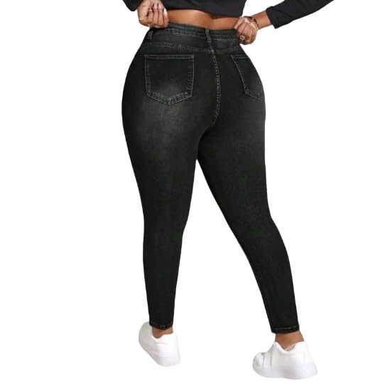 Plus Size Women's Distressed Skinny Fit Denim Jeans - Casual Ripped Design with Medium Stretch and Pockets3