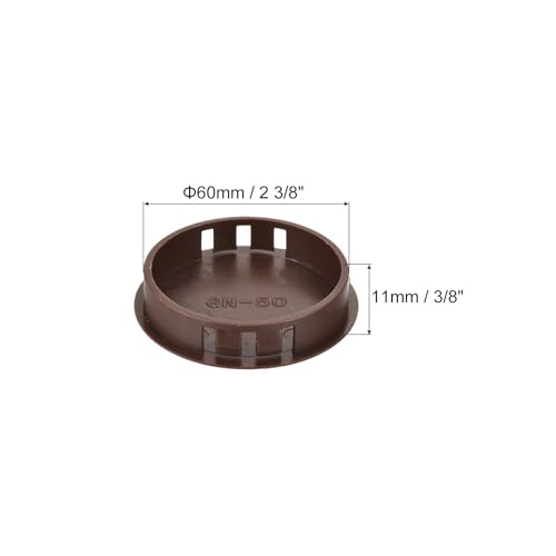 Image of MECCANIXITY 64PCS 60mm(2 3 /8 inch) Brown Plastic Hole Plugs, Flush Type Panel Hole Plugs Insert End Caps for Locking Hole Tubes Furniture Cabinet