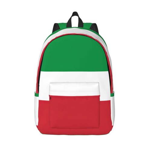 Italian Flag Print Vintage Canvas Backpack Casual Trendy Laptop Backpack For Men Women Hiking, Office