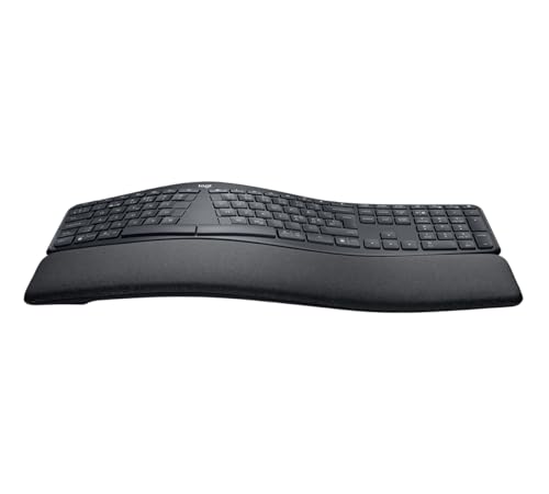 Logitech Ergo K860 kabellose ergonomische Tastatur – Bluetooth und USB-Verbindung, Geteilte Tastatur, Handballenauflage, für Windows/Mac, Skandinavisch QWERTY-Layout - schwarz 【Bulk - ohne Verpackung】