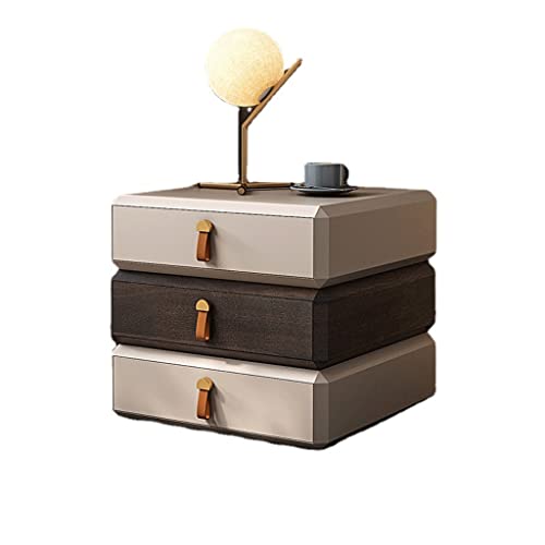 Mesitas De Noche Cuadro de noche cuadrado nórdico Cajón de tres capas Dormitorio de la sala de estar Dormitorio creativo Gorra de depósito de noche Mesita de noche Mabante de mesa Mesas De Noche Para