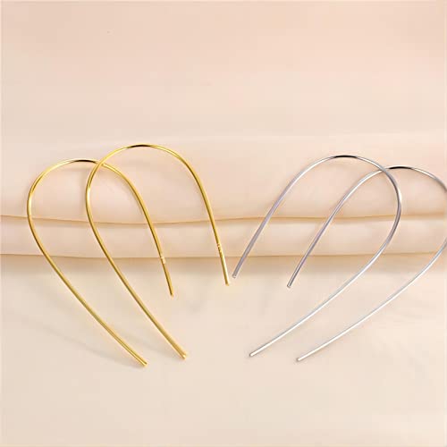 Pull Through Earrings 14K Gold Earrings 925 Sterling Silver Wire Open Hoops Threader Earrings Handmade Hypoallergenic Earrings For Women Teens Girls #TOP4