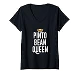 Mujer Pinto Bean Queen, divertido comedor de verduras lindo regalo de frijoles Camiseta Cuello V