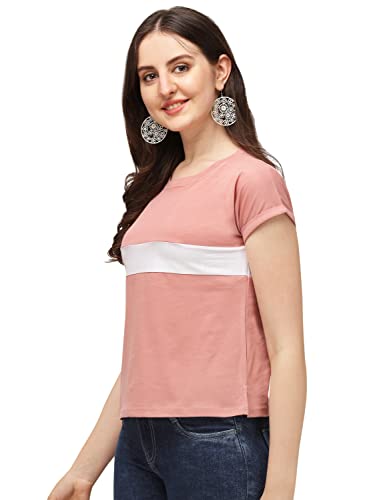 Image of GRECIILOOKS Women's Regular Fit Plain Top with Half Sleeves for Office Wear, Casual Wear, Under 399 Top for Women /Girls (Pink Large)