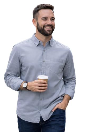 Image of Men's Solid Casual Shirt | Casual Plain Button Down Shirt for Men | Regular Fit Full Sleeves Smart Formal & Casual Wear