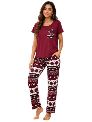 Image of LITZO Womens Night Suit || Printed Round Neck Short Sleeve Nightsuit Set | Pajama Set | Casual Night Dress for Women (L-25-27)