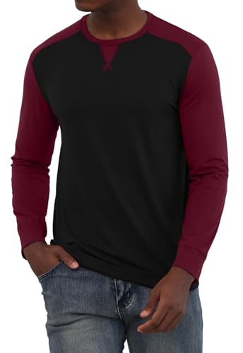KESIHAN Chandail Baseball Manches Longues Bloc Couleur Homme Noir