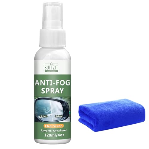 BUFFZIT Windscreen Anti-Fog Spray - Portable Glass Cleaner for Instant Fog...
