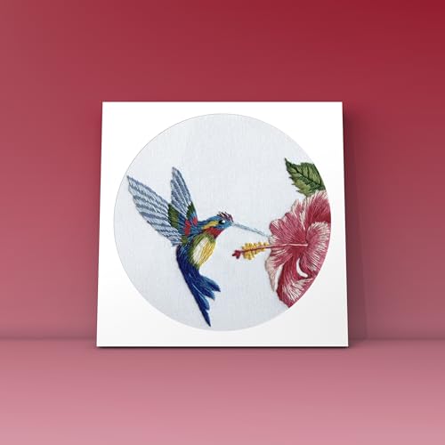 Image of YOUA Hummingbird Embroidery Kit for Adults with Stamped Pattern, Embroidery DIY Crafting,Cross Stitch Beginner Kits with Frame,Embroidery Kit.