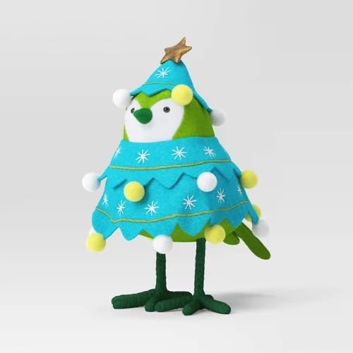 Featherly Friends 'Sparkles' Fabric Bird Figurine Dressed as Christmas Tree - Wondershop