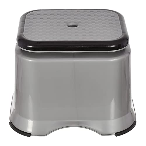 Image of Kuber Industries Ultra 10 Multiuses Portable, Lightweight, Strong, Plastic Bathroom /Step /Sitting Stool, Patla (Grey)-46KM0145, Standard
