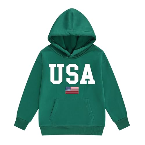 Image of Vivimeng Boys USA Sweatshirt Suit Kid USA Hoodie Set American Flag Sweater Girls American Hooded Pullover Suit
